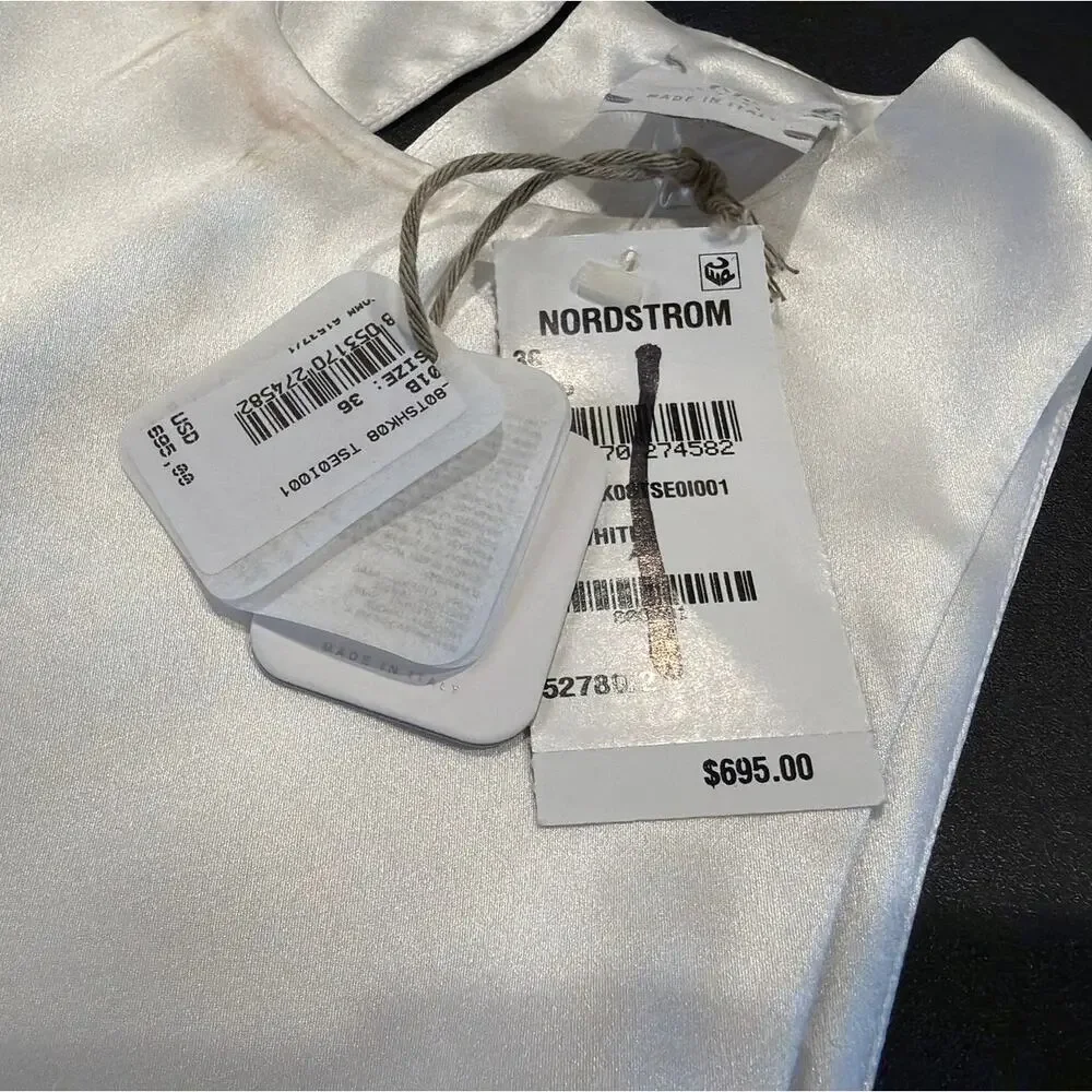 NWT Eleventy Silk Tank Blouse Sleeveless Made in Italy, White, Women's Size 00